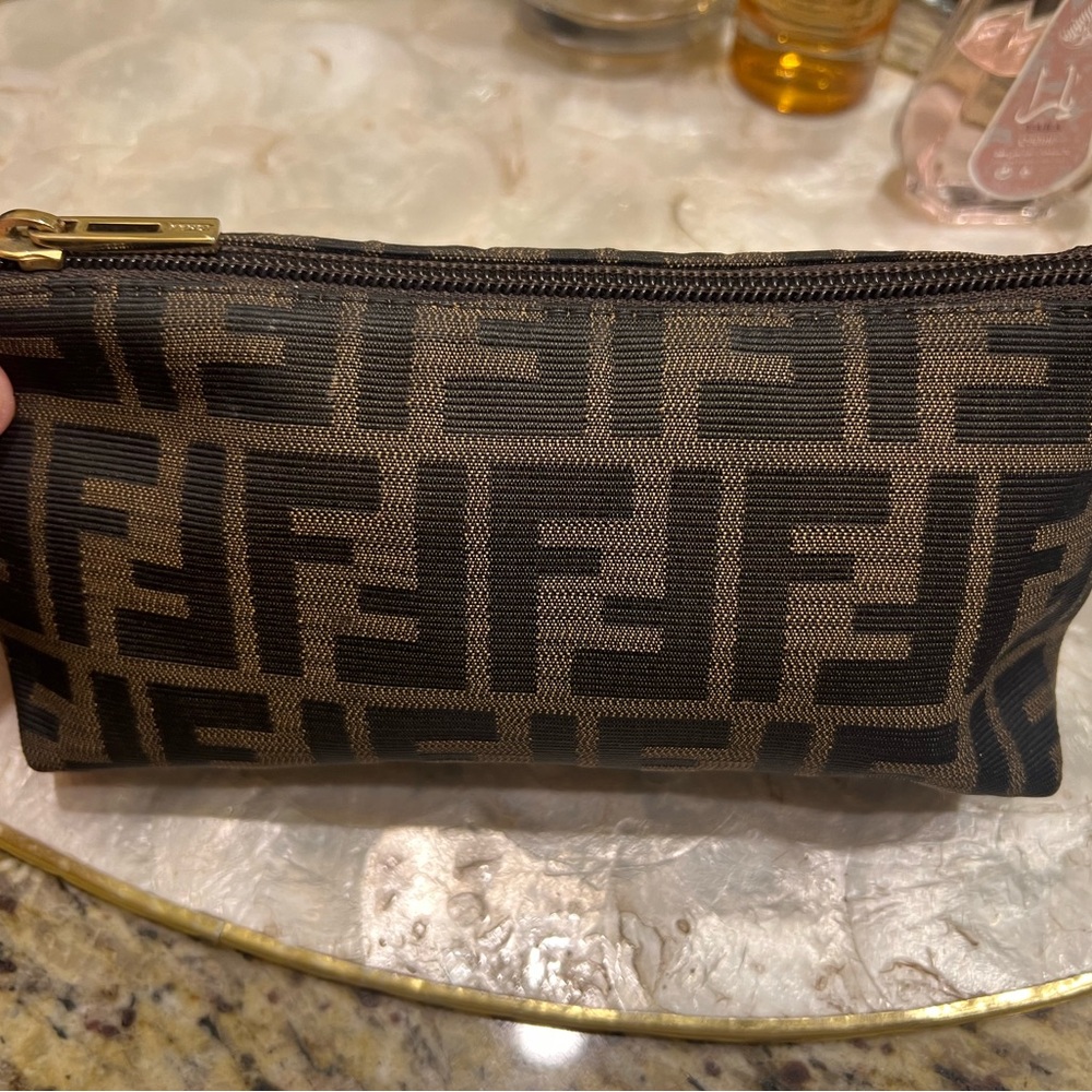 Fendi Brown and Black Monogram Pouch